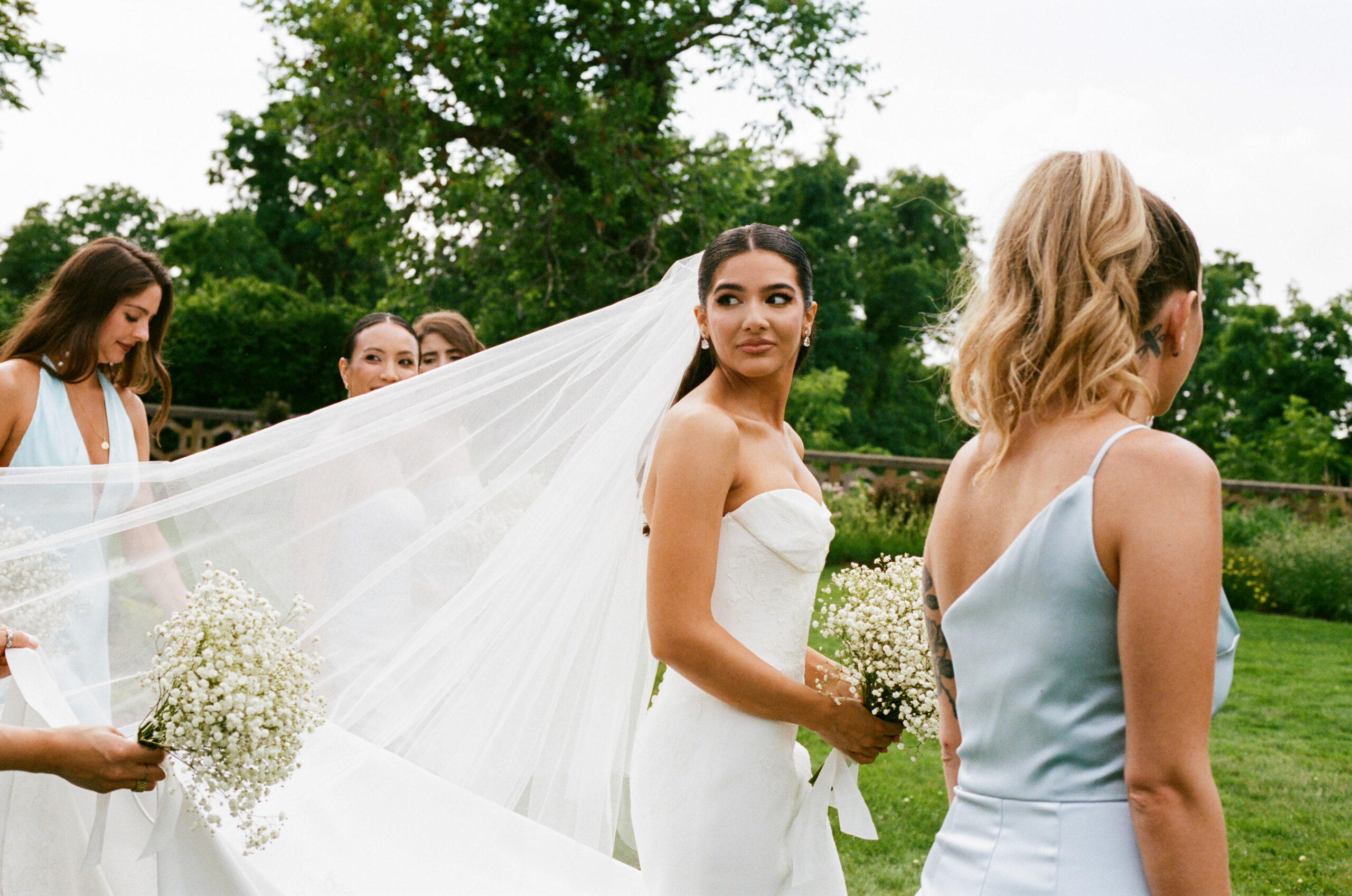 bride at hamptons wedding shot on 35mm film by parkers pictures