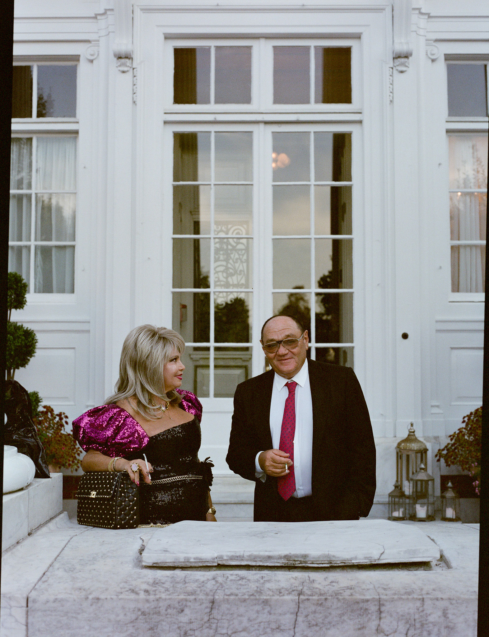 wedding guests for hamptons wedding shot on medium format film by parkers pictures