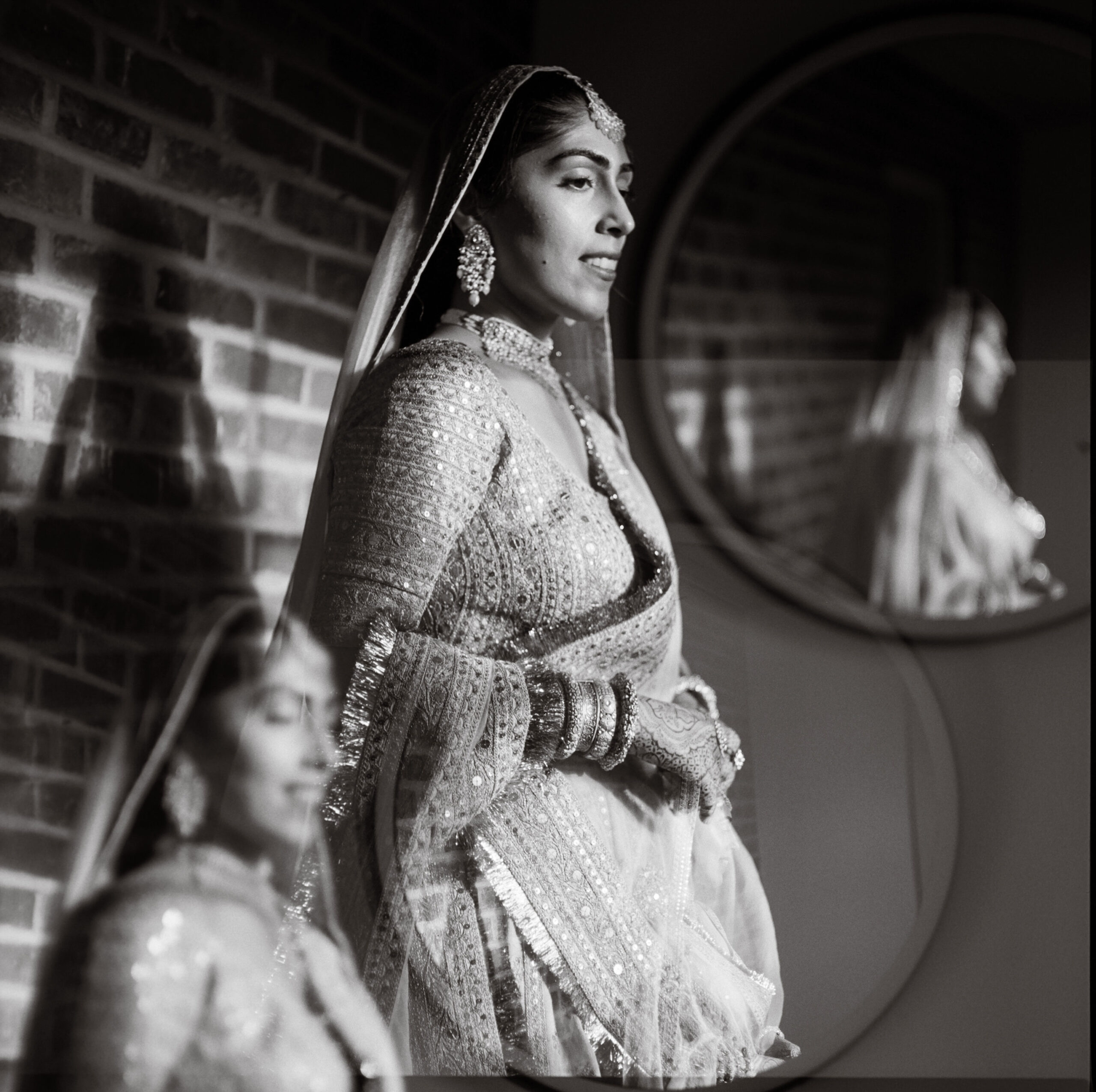 sikh wedding sabyasachi gold lehenga shot on medium format film by parkers pictures