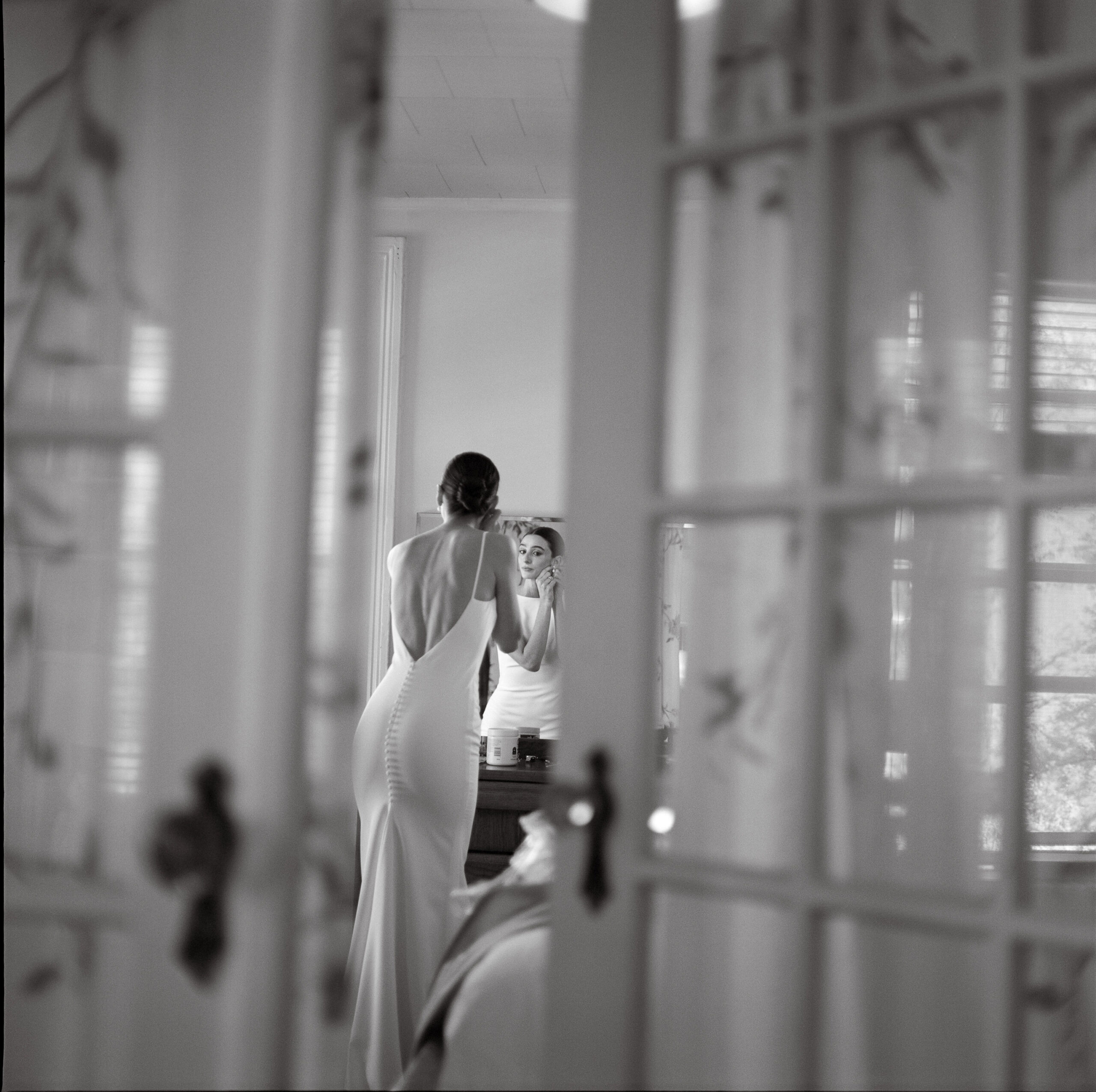 Bride Getting Ready NYC on Medium Format film taken by Parkers Pictures